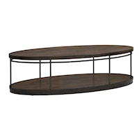 Industrial Oval Cocktail Table with Lower Shelf