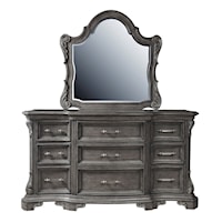 Traditional 9-Drawer Dresser with Mirror