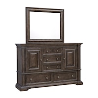 Traditional 5-Drawer Dresser and Mirror