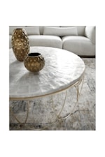 Pulaski Furniture Pulaski Accents Contemporary Round Stone Top Cocktail Table with Decorative Metal Base