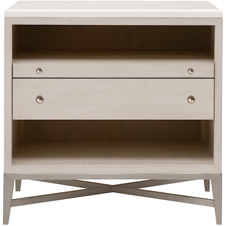 Transitional 2-Drawer Nightstand with USB-C Port