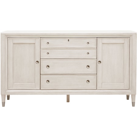 Transitional 3-Drawer Buffet with Cabinets
