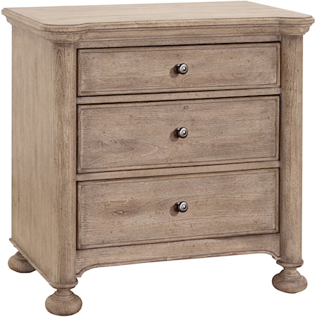Transitional 3-Drawer Nightstand with USB-C Ports