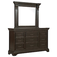 Traditional Caldwell 11-Drawer Dresser with Mirror