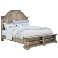 Traditional California King Panel Bed with Storage Footboard
