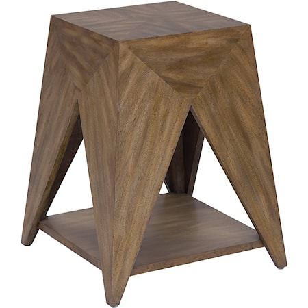 Contemporary Geometric Accent Table with Lower Shelf