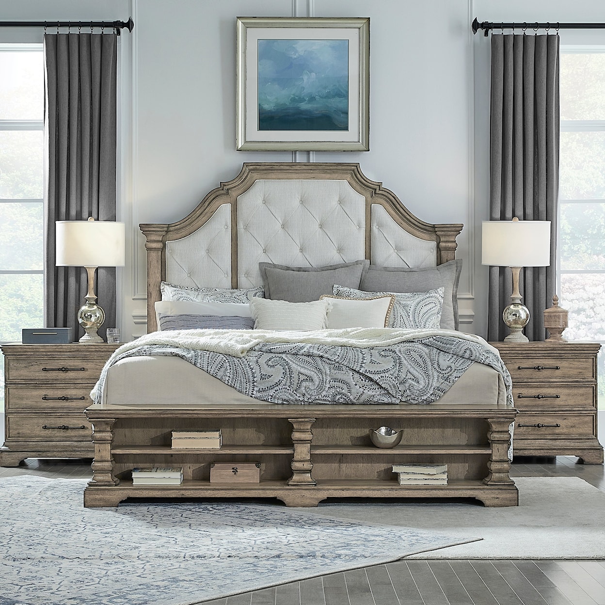Pulaski Furniture Garrison Cove Queen Upholstered Storage Bed