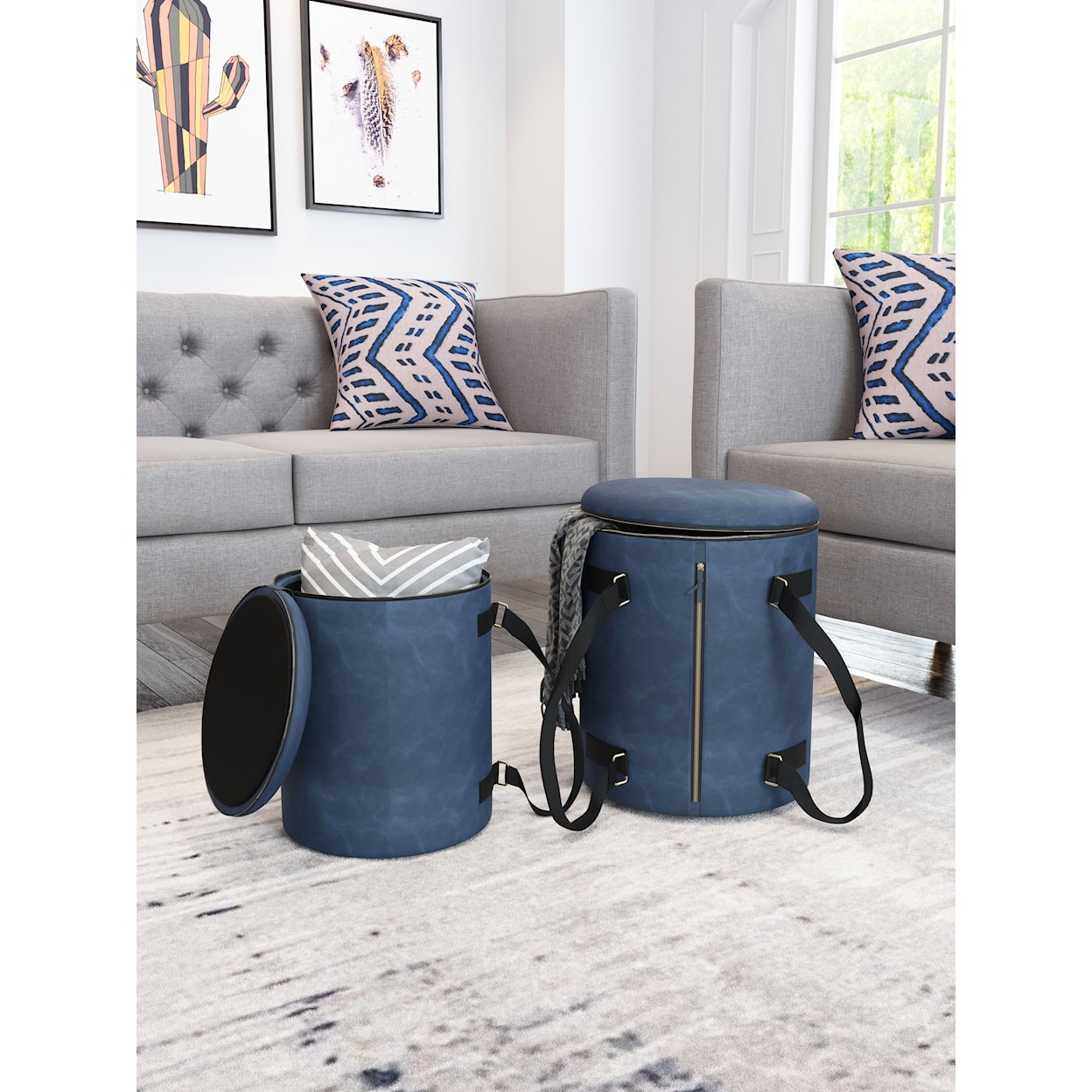 Zuo Candice Ottoman Storage Set