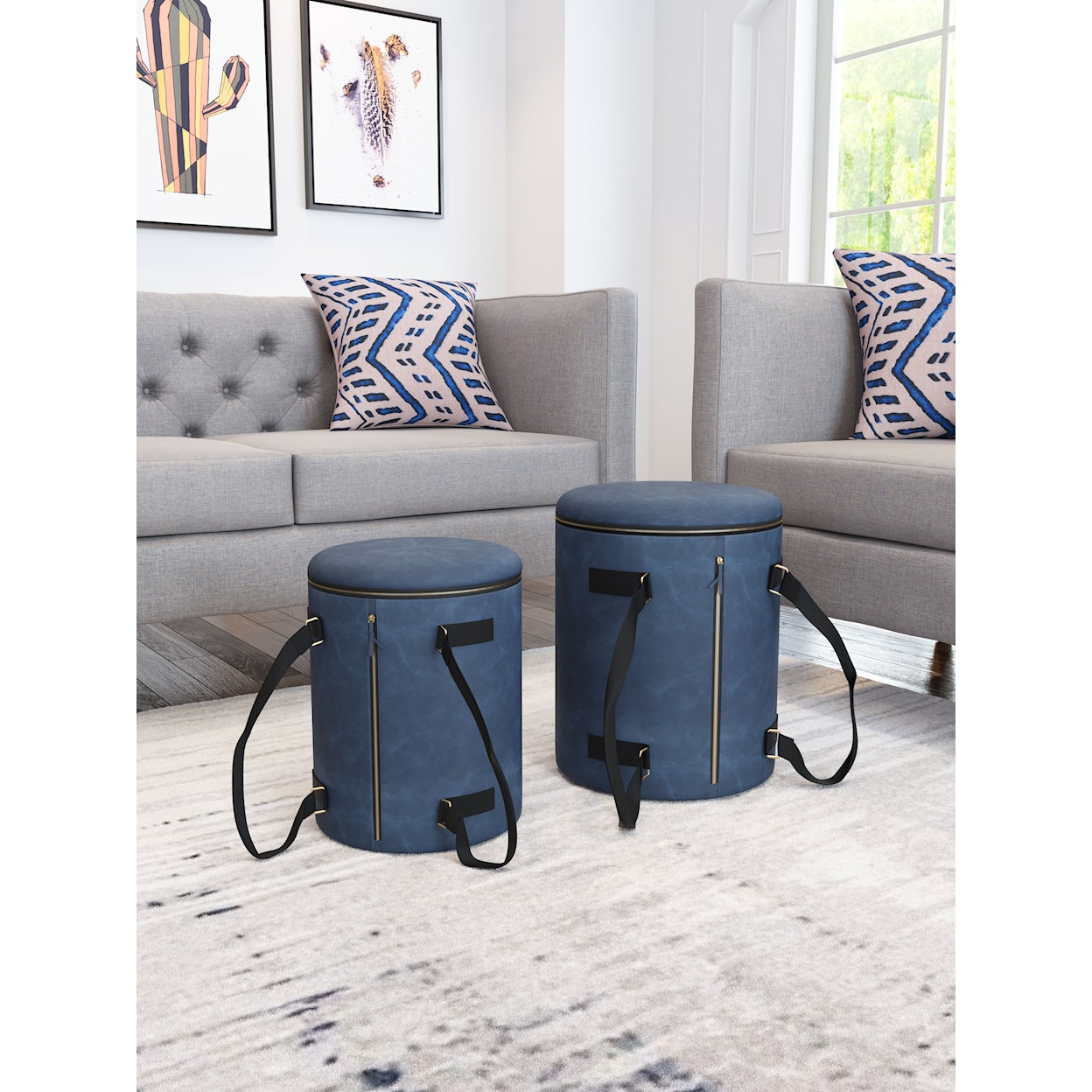 Zuo Candice Ottoman Storage Set