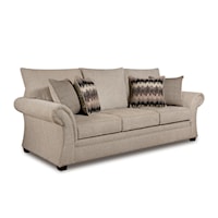Transitional Sofa with Flared Rolled Arms