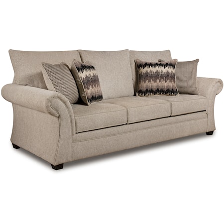 Transitional Sofa with Flared Rolled Arms