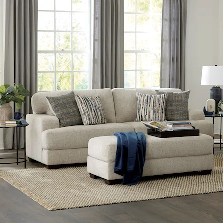 Transitional Sofa with Wide Track Arms