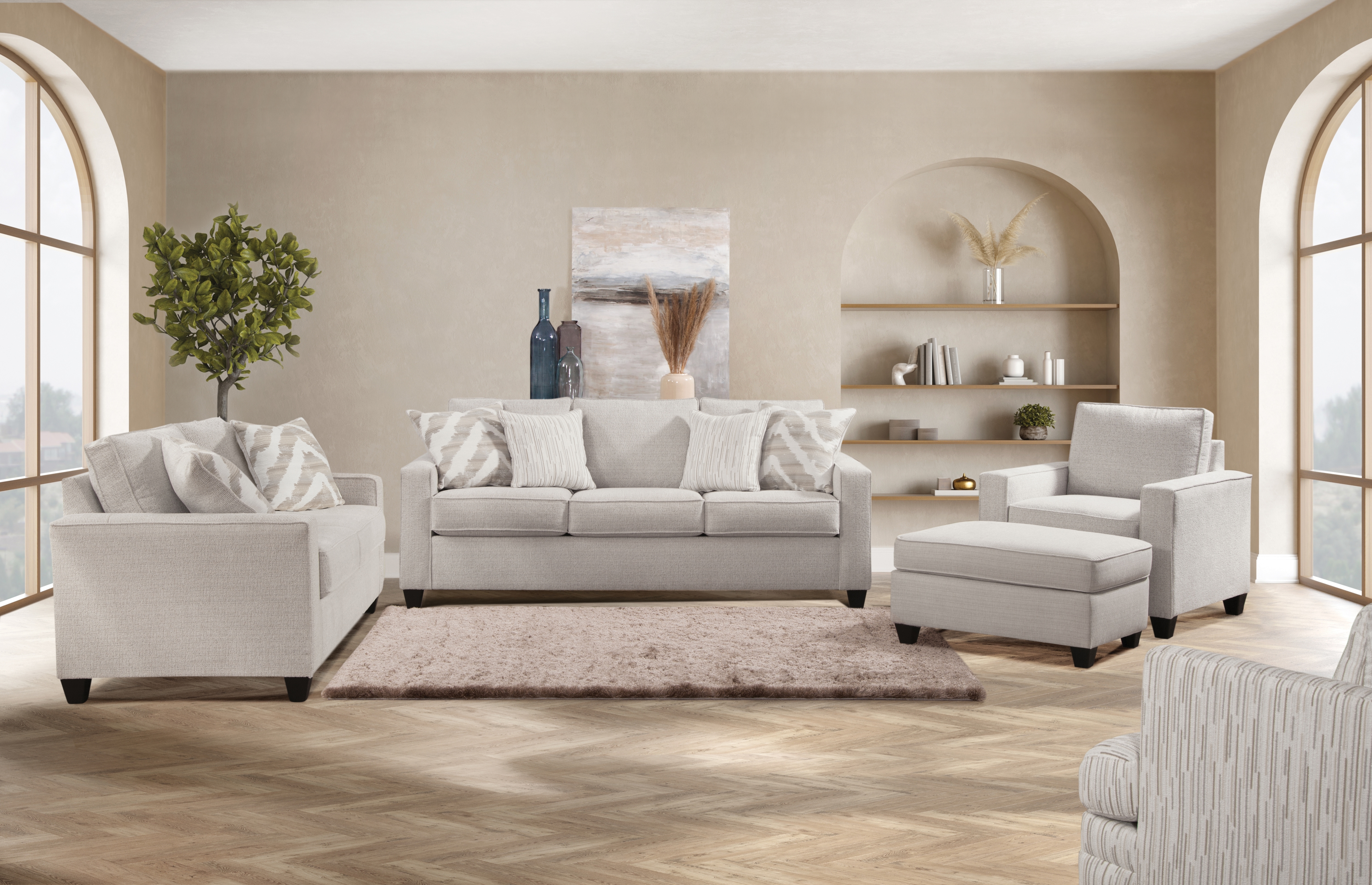 4 Piece Living Room Set with Ottoman