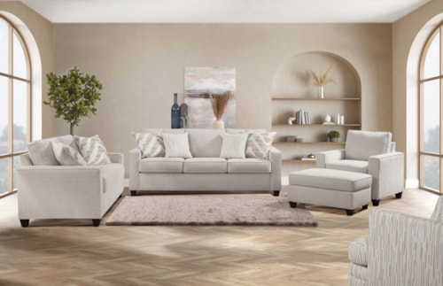 4 Piece Living Room Set with Ottoman