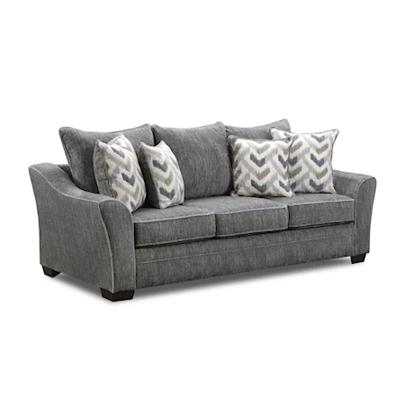 Transitional Sleeper Sofa with Tapered Arms and Reversible Cushions - Queen