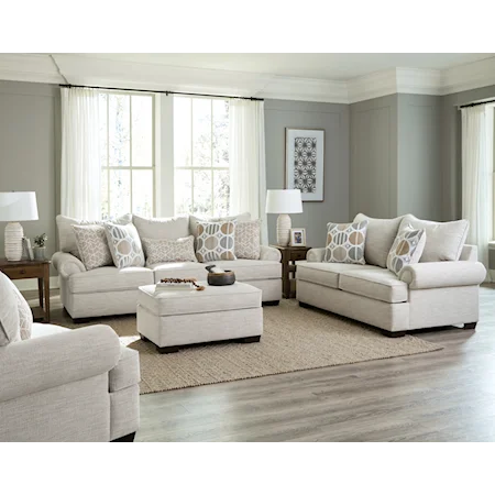 3-Piece Transitional Living Room Set - Sofa, Loveseat, Ottoman