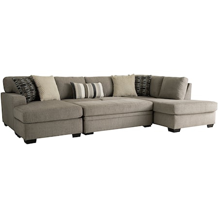 Transitional L-Shaped Sectional Sofa with Track Arms