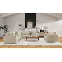 5 Piece Sectional with Swivel Accent Chair