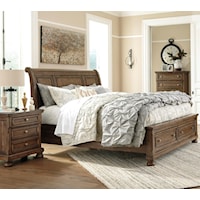 3 Piece King Sleigh Bed with Storage, 2 Drawer Nightstand and 5 Drawer Chest Set