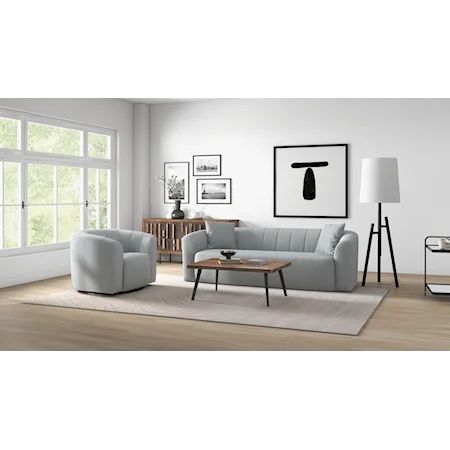 2 Piece Sofa and Swivel Chair Set