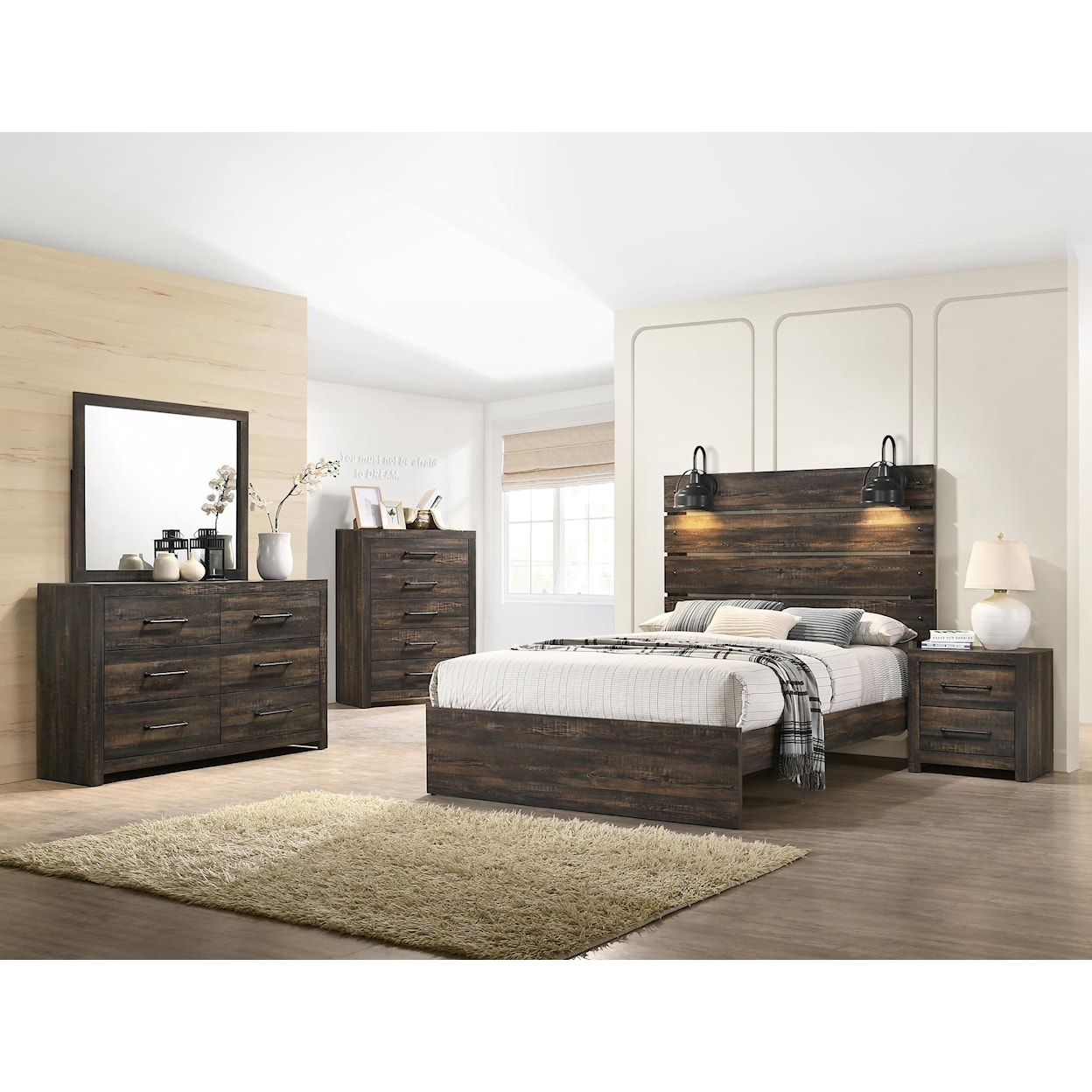 Lifestyle 0399 5 Piece Full Bedroom Set with Dresser