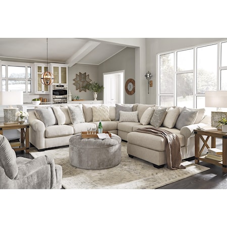 5 Piece Sectional Sofa Set with Accent Ottom