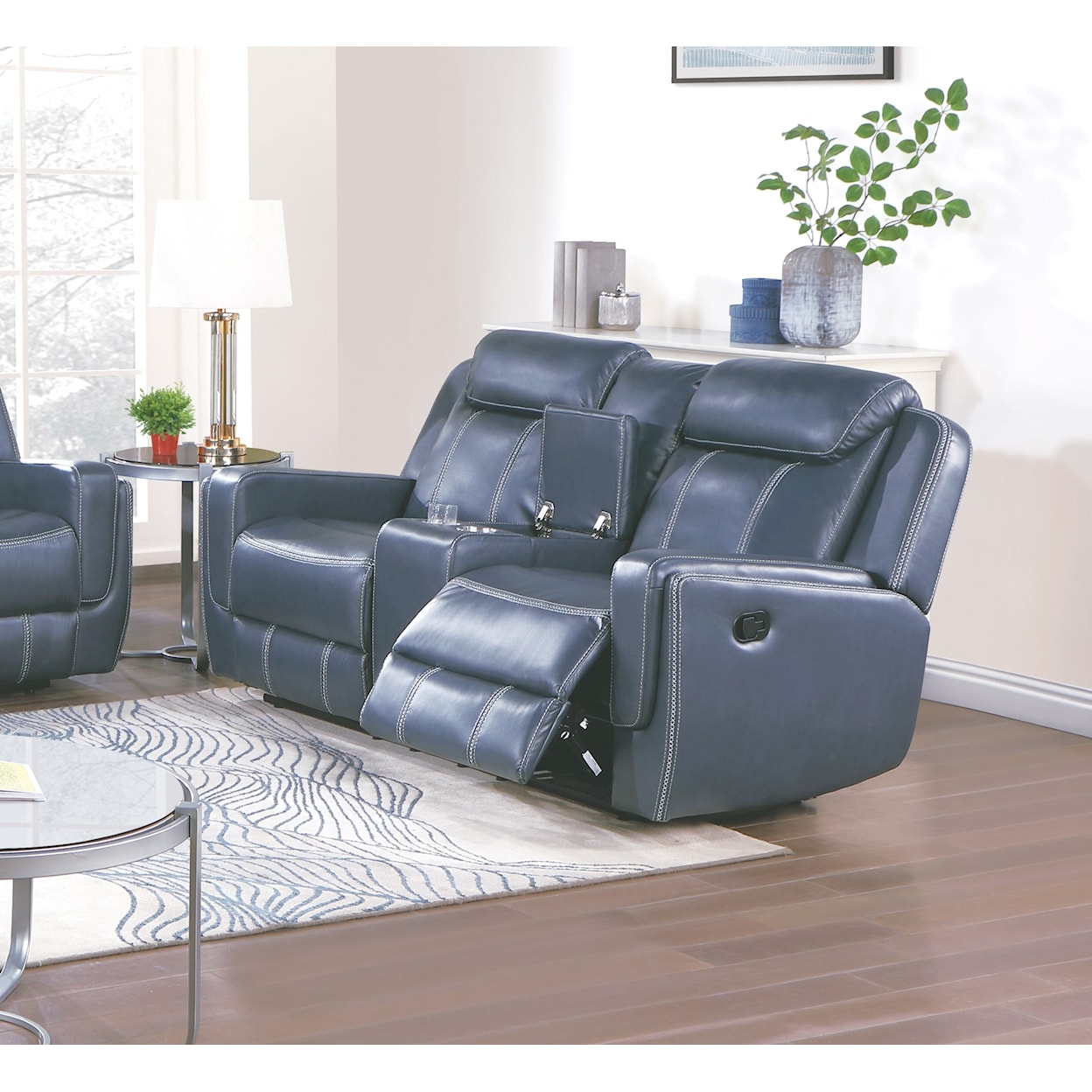 Lifestyle Denver Faux Leather Reclining Console Loveseat