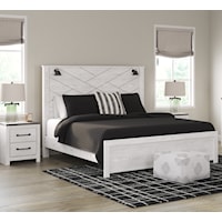 3 Piece King Panel Bed with Lights, Nightstand and Chest Set