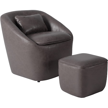 Swivel Barrel Chair and Ottoman