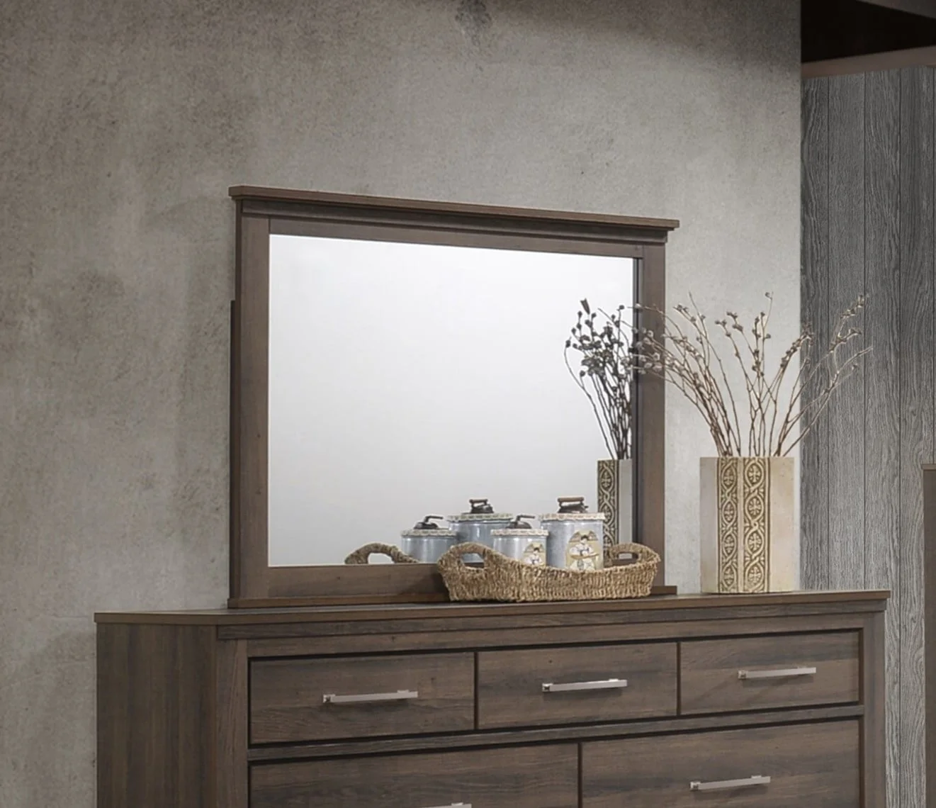 Lifestyle 7316 563373162 Contemporary Beveled Dresser Mirror With Grey 