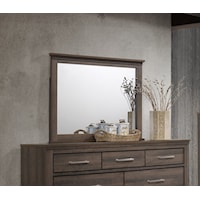 Contemporary Beveled Dresser Mirror with Grey Frame
