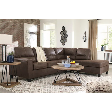 2 Piece Sectional Sofa with Right Arm Facing Corner Chaise and Recliner Set