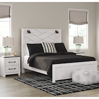 3 Piece Queen Panel Bed with Lights, 2 Drawer Nightstand and 4 Drawer Chest Set