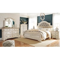 3 Piece King Upholstered Panel Bed, Dresser, Nightstand and Chest Set