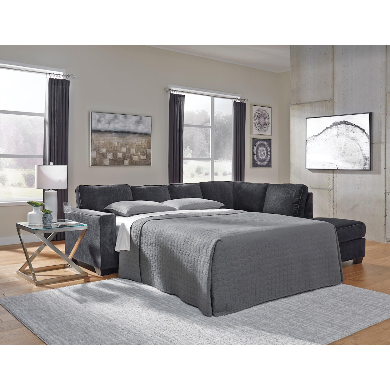 Signature Design by Ashley Altari 2 PC Sleeper Sectional, Chair and Ottoman Se