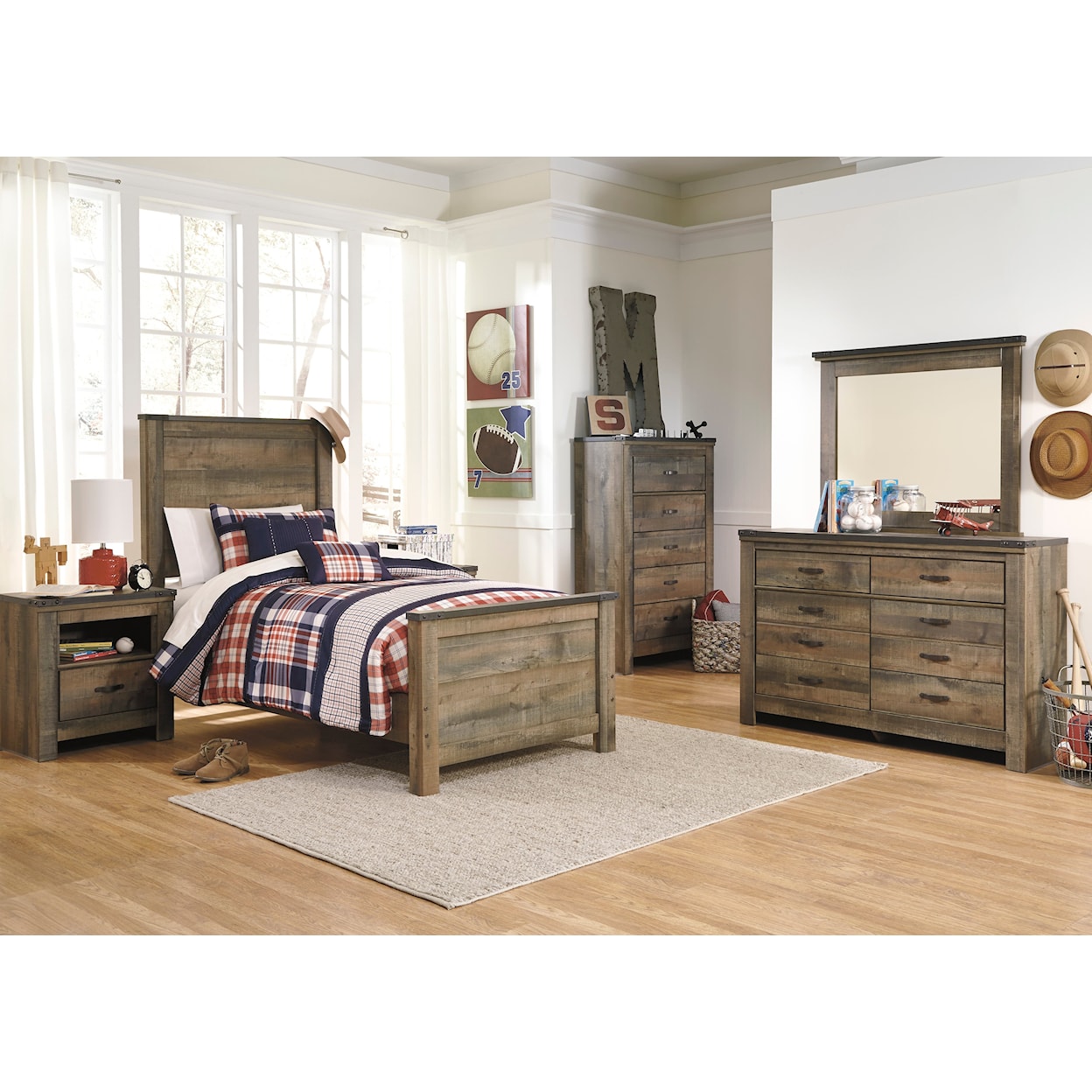 Signature Design by Ashley Trinell 5 Piece Twin Panel Bedroom Set