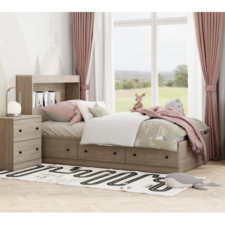 Twin Mates Bed with Bookcase Headboard