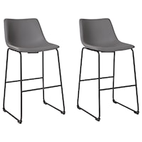 2 30" Upholstered Gray Bar Stool Set