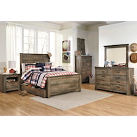 3 Piece Full Panel Bed with Storage, Dresser, Mirror, Nightstand and Chest Set