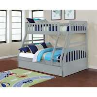 Casual Twin Over Full Bunk Bed with Trundle Storage Drawer