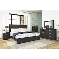 3 Piece King Panel Bed, 2 Drawer Nightstand and 4 Drawer Chest Set