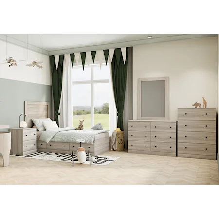 3 Piece Twin Panel Bedroom Set with Chest