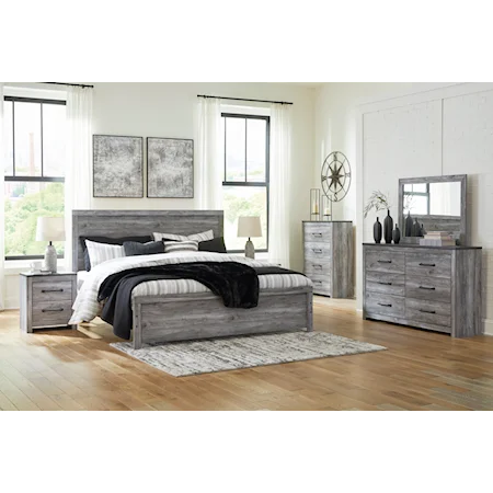 2 Piece King Panel Bed, 6 Drawer Dresser and 2 Drawer Nightstand Set