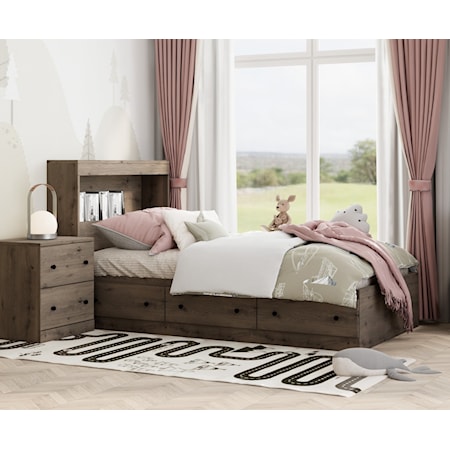 Twin Size Bookcase Bed with Storage