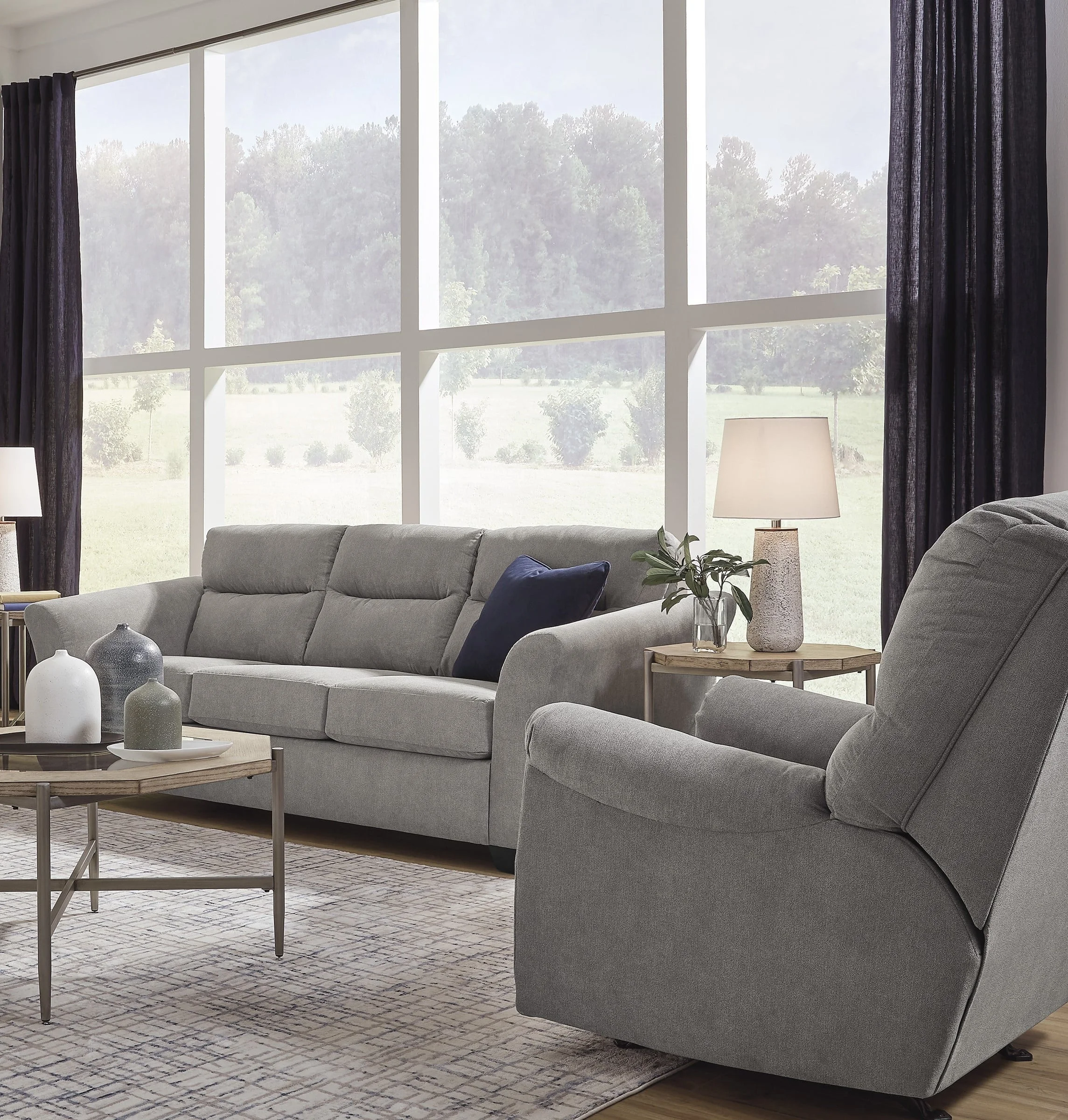 Signature Design by Ashley Miravel 123346264 Slate Sofa and Recliner