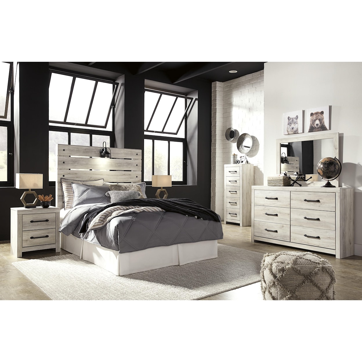 Signature Design by Ashley Drystan Queen Panel Bed , Dresser, Mirror, Nightstan