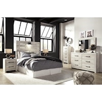 King Panel Bed, Dresser, Mirror, Nightstand and Narrow Chest