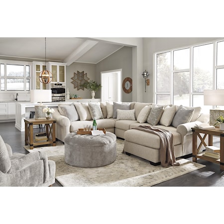 4 Piece Sectional Sofa Chaise set with Accen