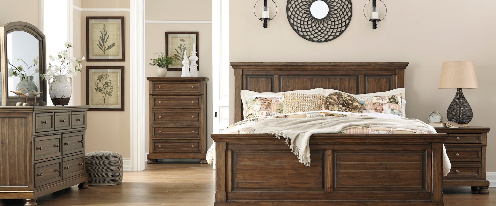 3 Piece Queen Panel Bed, 7 Drawer Dresser and 2 Drawer Nightstand Set