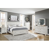 3 Piece King Panel Bed with 2 Storage Drawers, 7 Drawer Dresser, 2 Drawer Nightstand and 5 Drawer Dresser Set